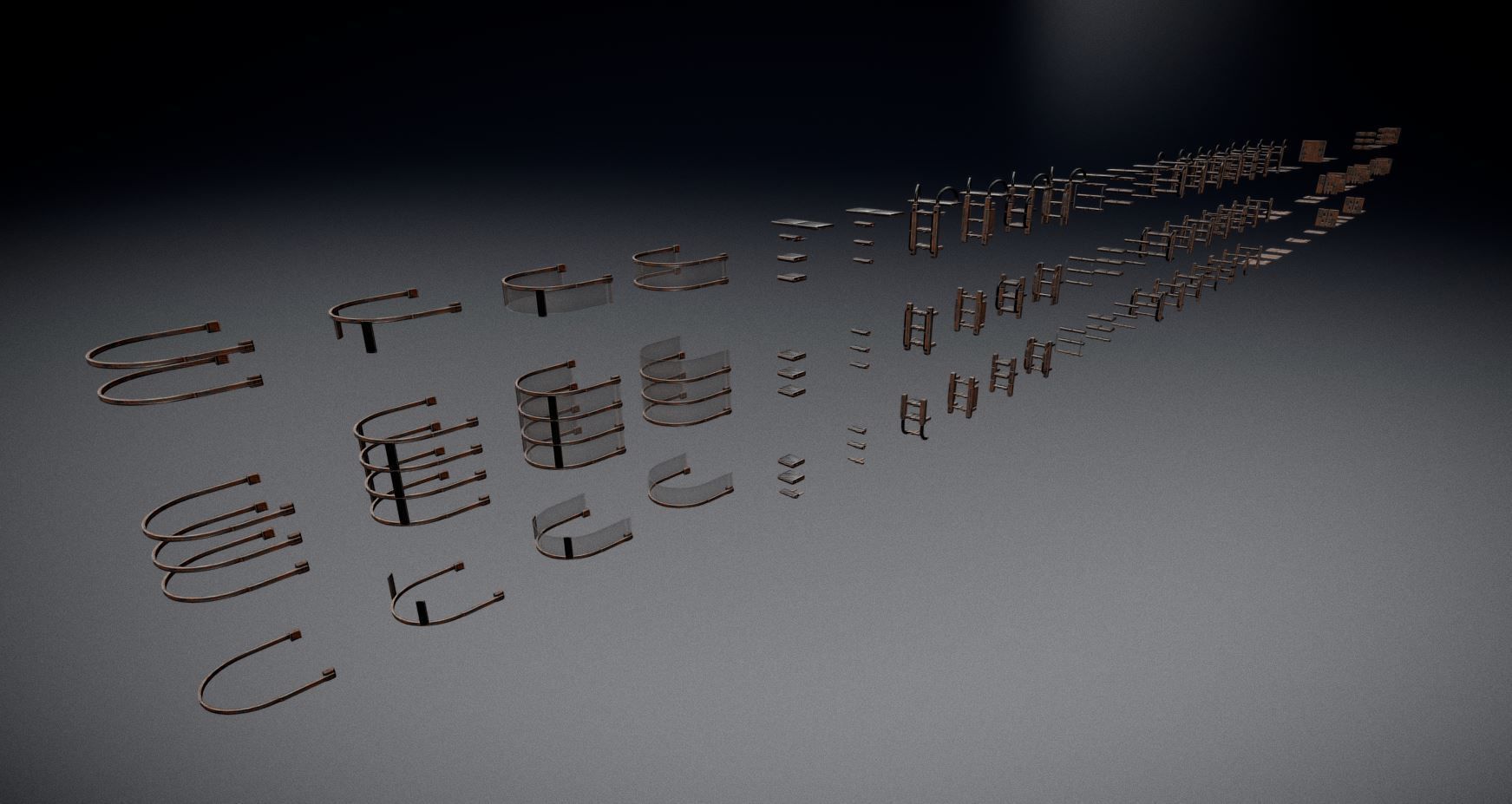 Sci-Fi Ladder Collection Rusty Version Low-poly 3D model_103