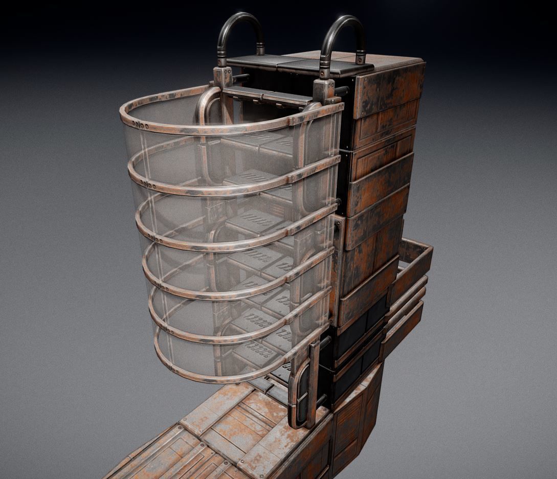 Sci-Fi Ladder Collection Rusty Version Low-poly 3D model_29