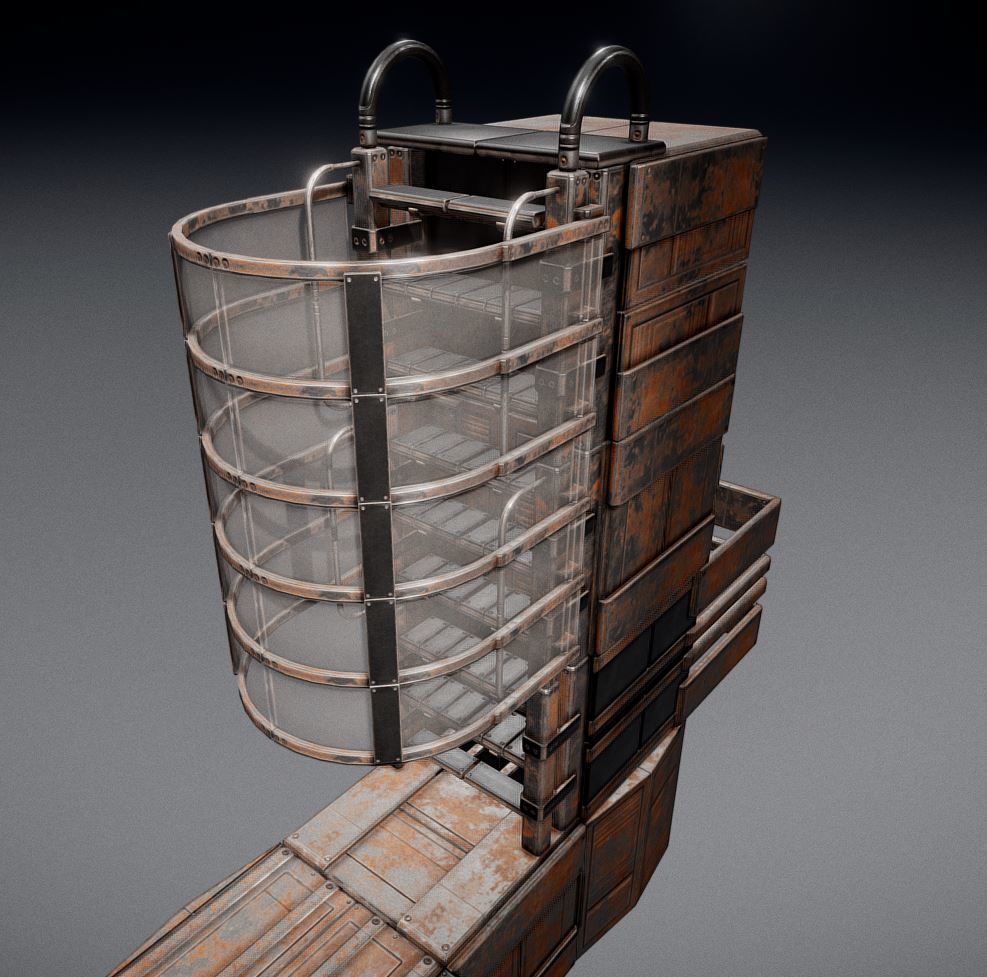 Sci-Fi Ladder Collection Rusty Version Low-poly 3D model_11