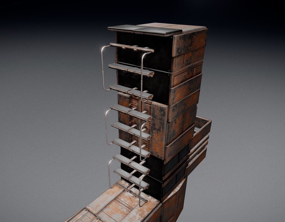 Sci-Fi Ladder Collection Rusty Version Low-poly 3D model_21