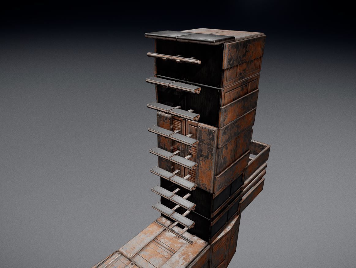 Sci-Fi Ladder Collection Rusty Version Low-poly 3D model_27
