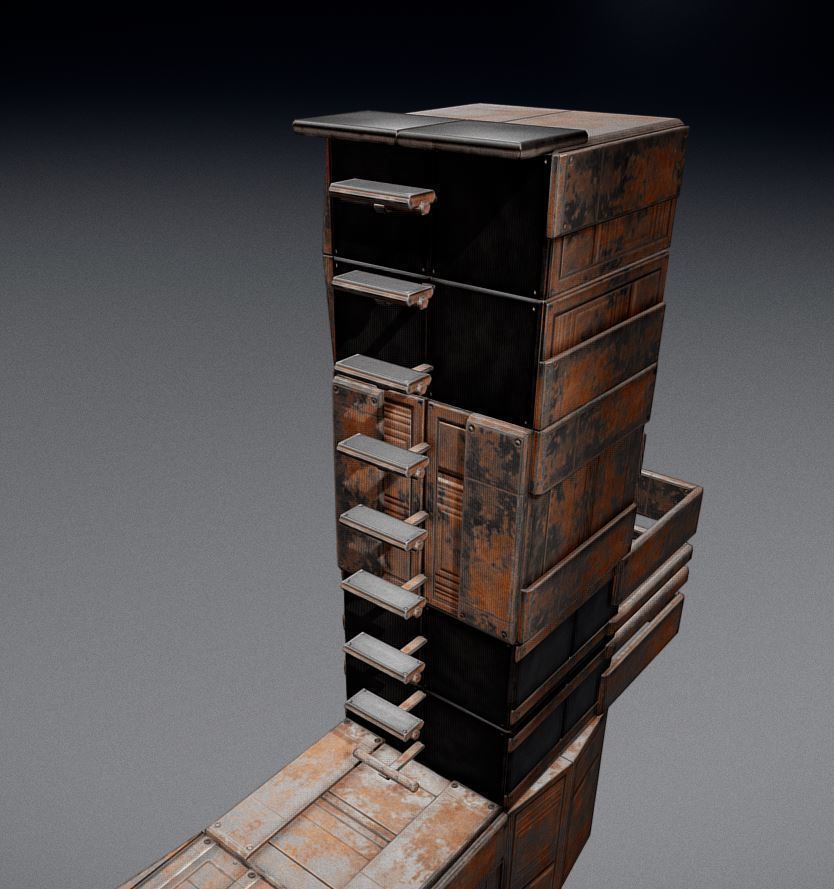 Sci-Fi Ladder Collection Rusty Version Low-poly 3D model_10