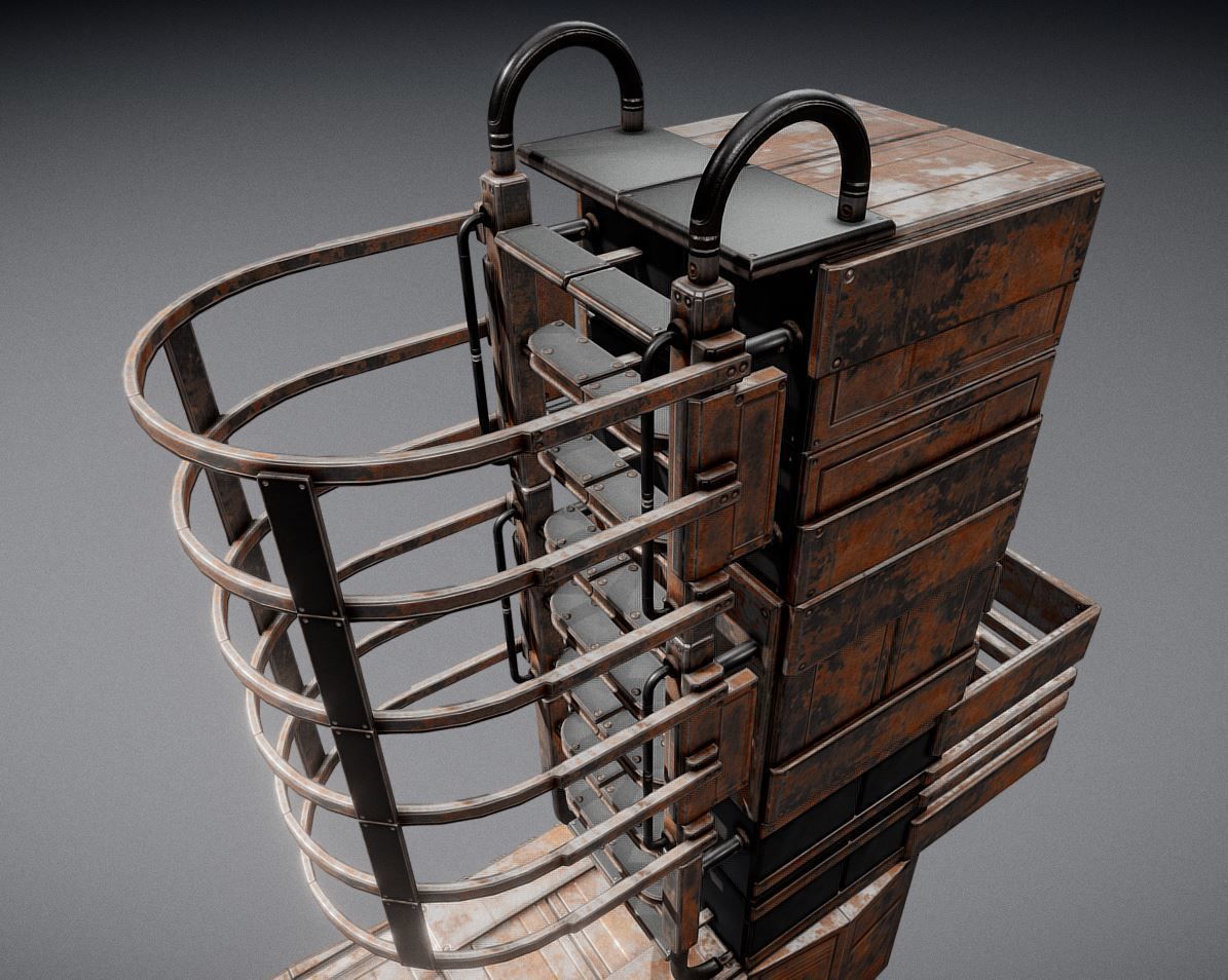 Sci-Fi Ladder Collection Rusty Version Low-poly 3D model_22