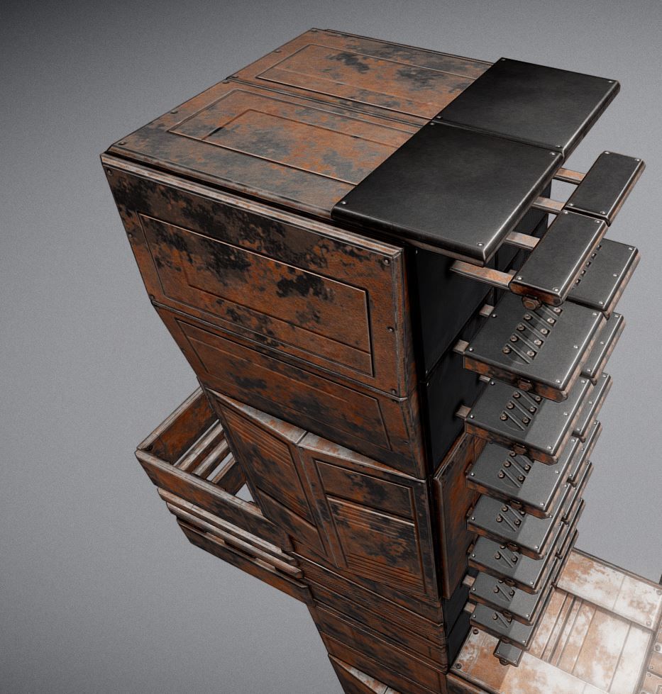 Sci-Fi Ladder Collection Rusty Version Low-poly 3D model_5