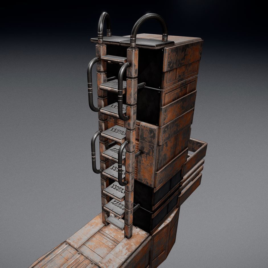 Sci-Fi Ladder Collection Rusty Version Low-poly 3D model_16