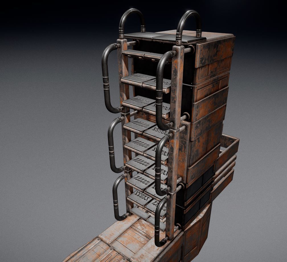 Sci-Fi Ladder Collection Rusty Version Low-poly 3D model_14