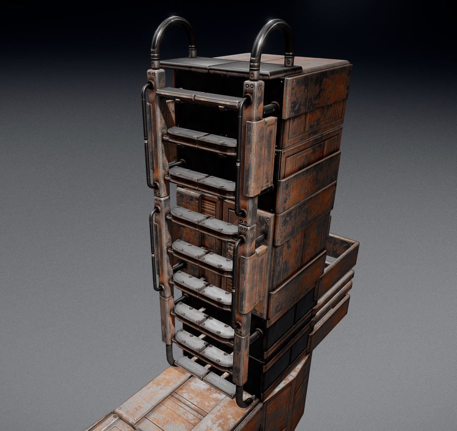 Sci-Fi Ladder Collection Rusty Version Low-poly 3D model_17
