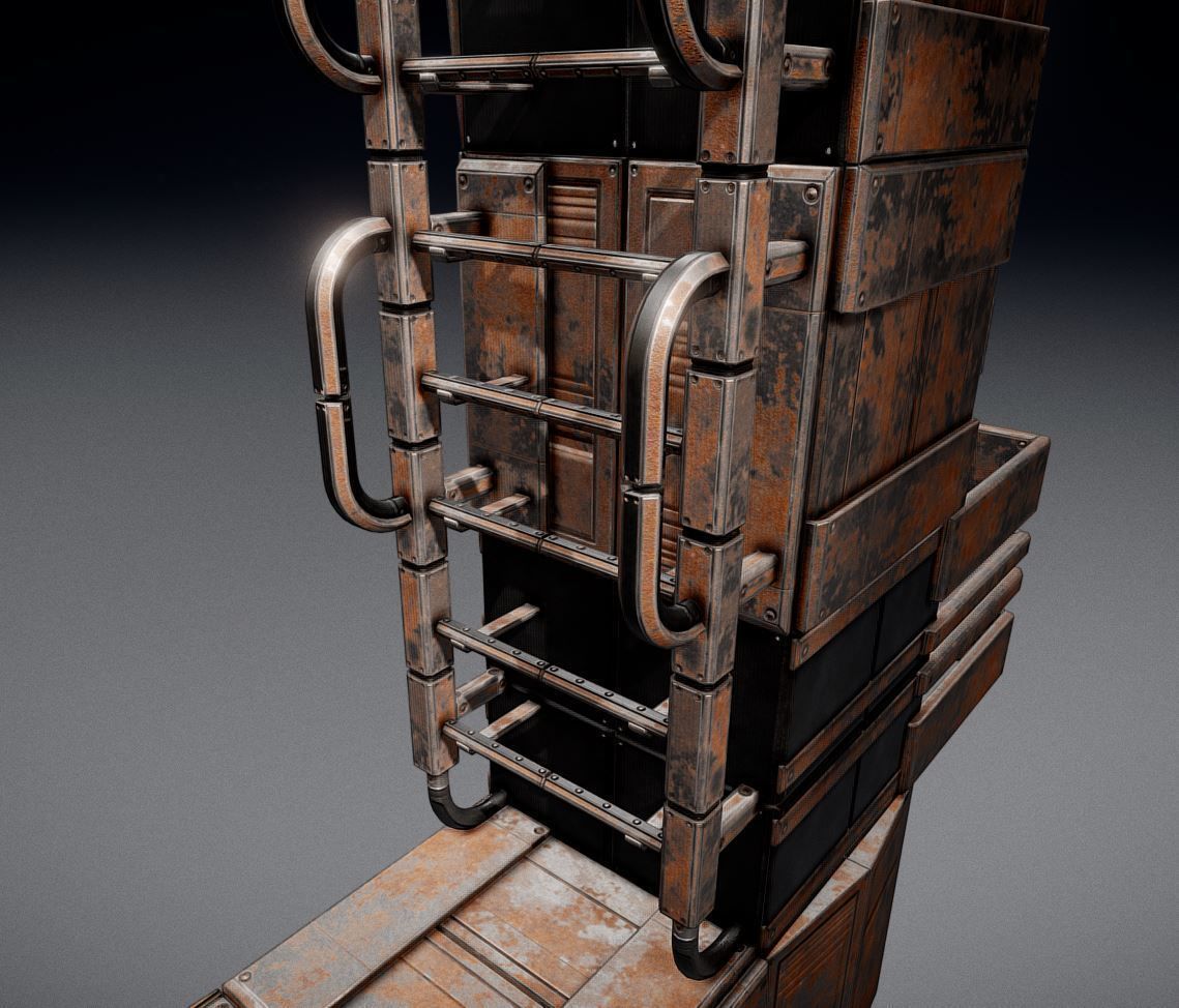 Sci-Fi Ladder Collection Rusty Version Low-poly 3D model_28
