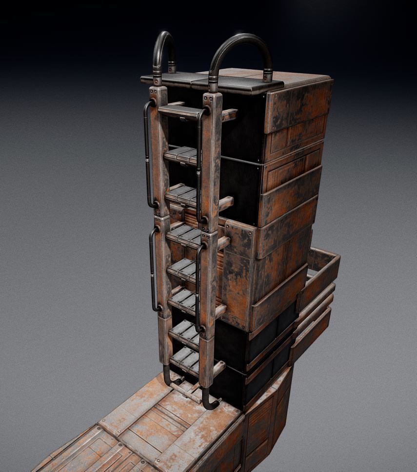 Sci-Fi Ladder Collection Rusty Version Low-poly 3D model_25