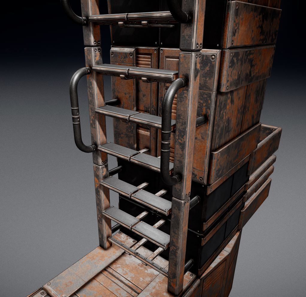 Sci-Fi Ladder Collection Rusty Version Low-poly 3D model_23