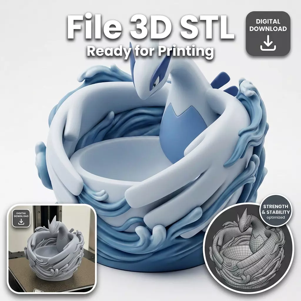 Lugia Ocean Nest Planter STL for 3D Printing 3D print model