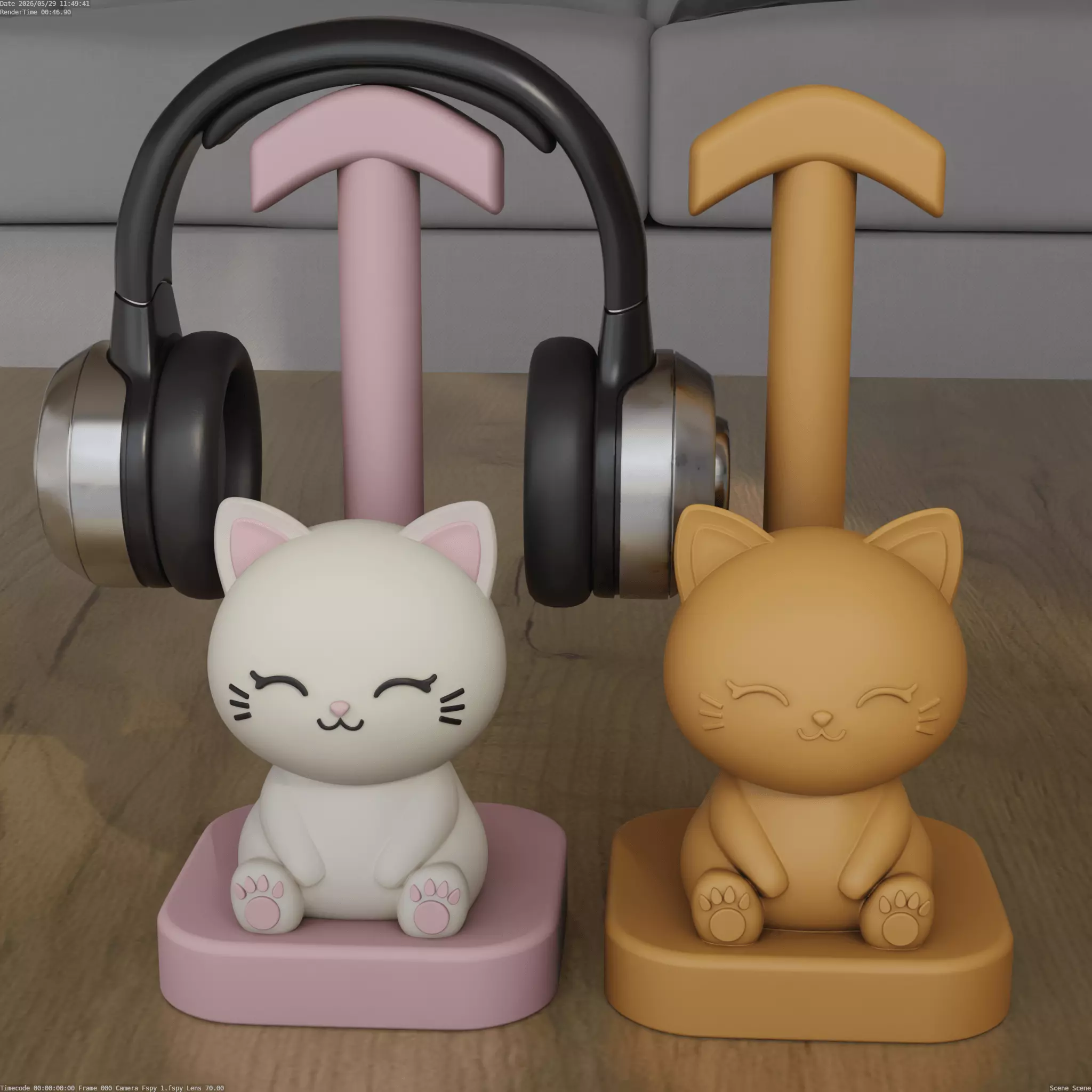 Cute Cat Headphone Stand 3D Model STL File 3D print model