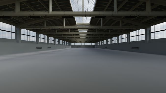 Factory Hall Interior 2 Low-poly 3D model