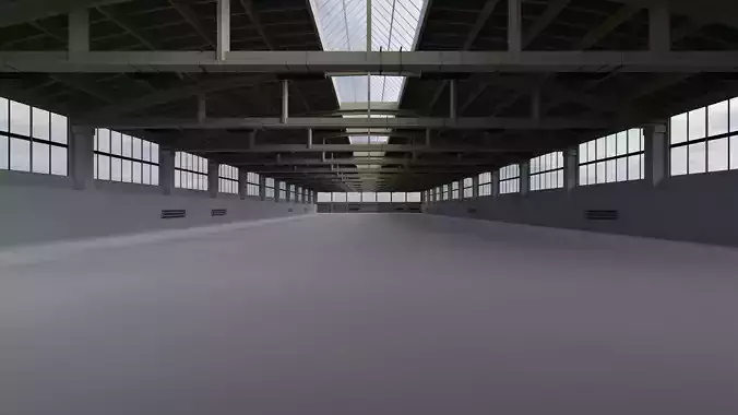 Factory Hall Interior 2 Low-poly 3D model