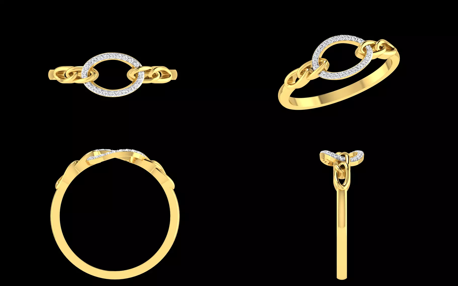 Linked Circle Diamond Ring 3DM STL Jewelry CAD Model 3D print model