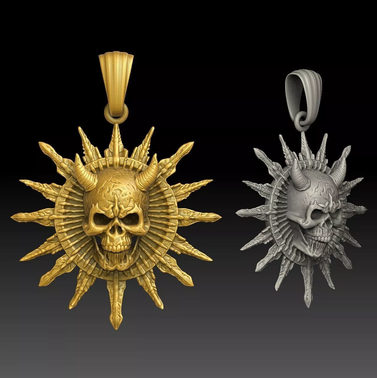 Infernal Sun - one inch pendant 3D print model
