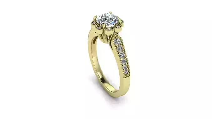 Diamonds gold engagement ring 38 3D print model