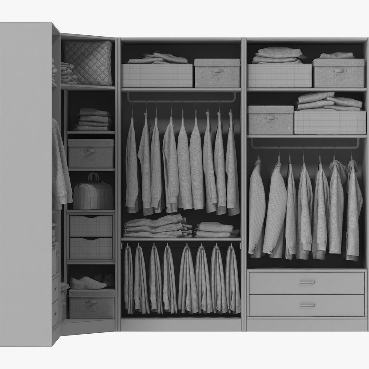 Wardrobe with Clothes 3D model_35