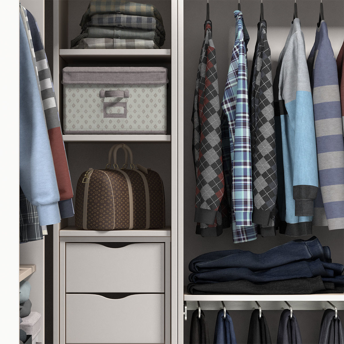 Wardrobe with Clothes 3D model_7