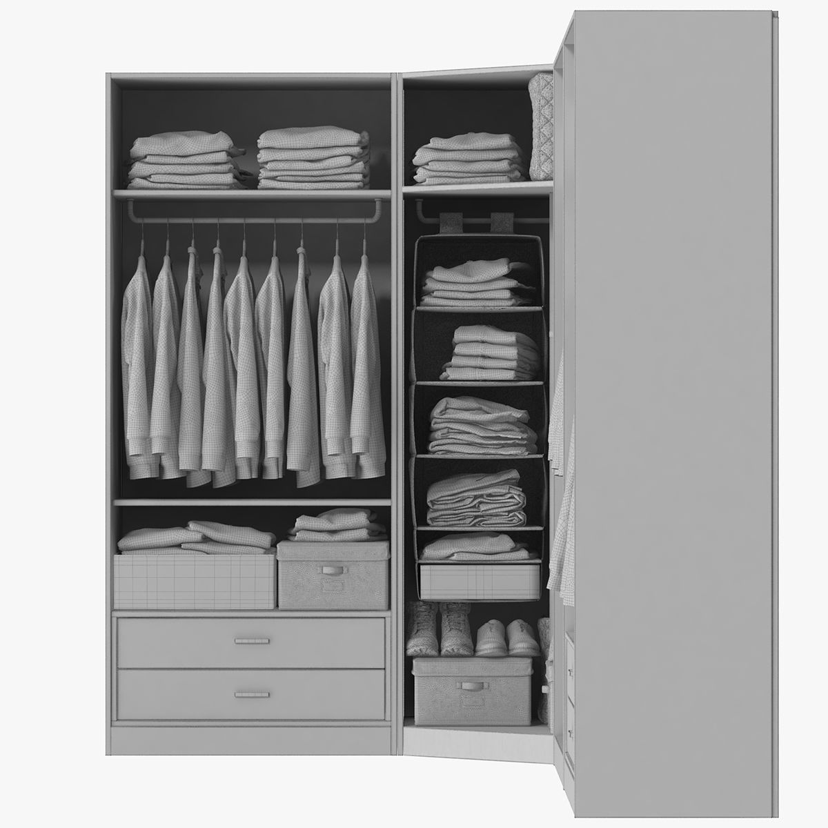 Wardrobe with Clothes 3D model_34
