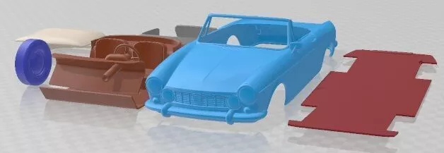 Fiat 1600 S Cabriolet 1963 Printable Car 3D print model