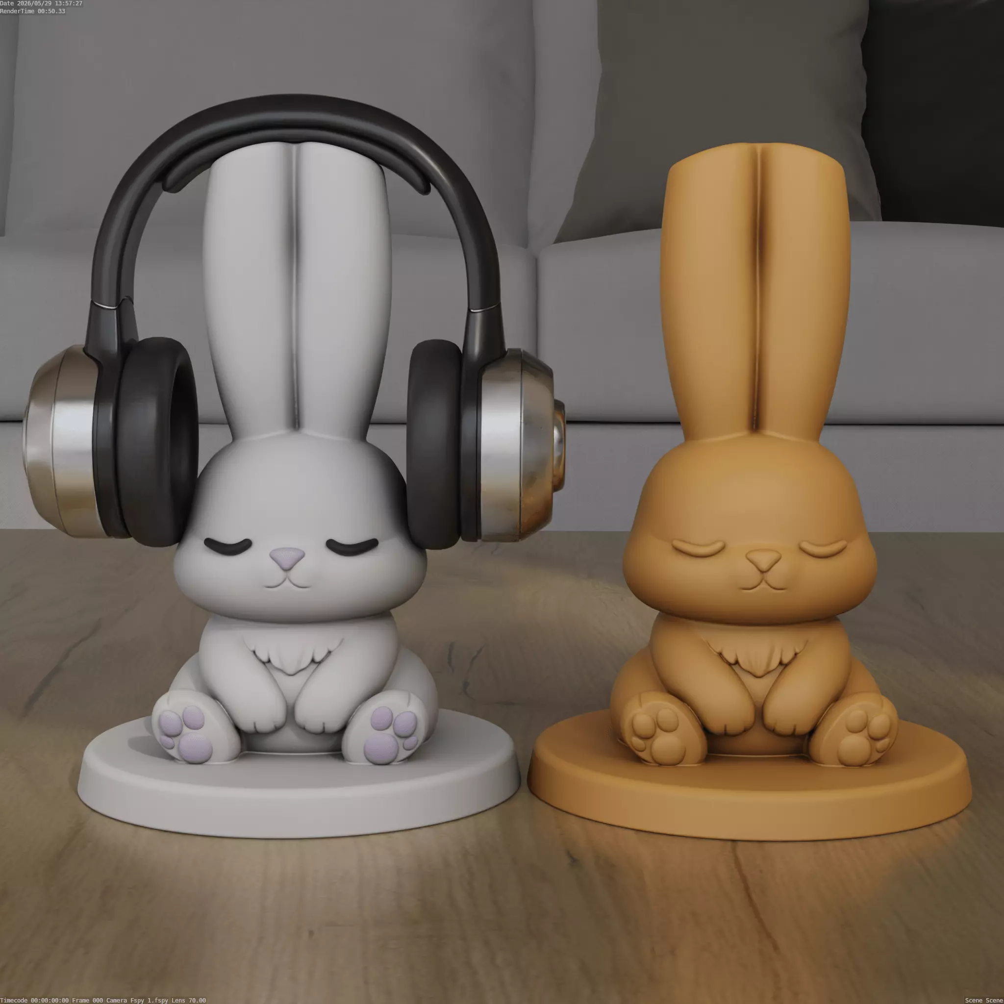 Cute Bunny Headphone Stand 3D Print STL File 3D print model