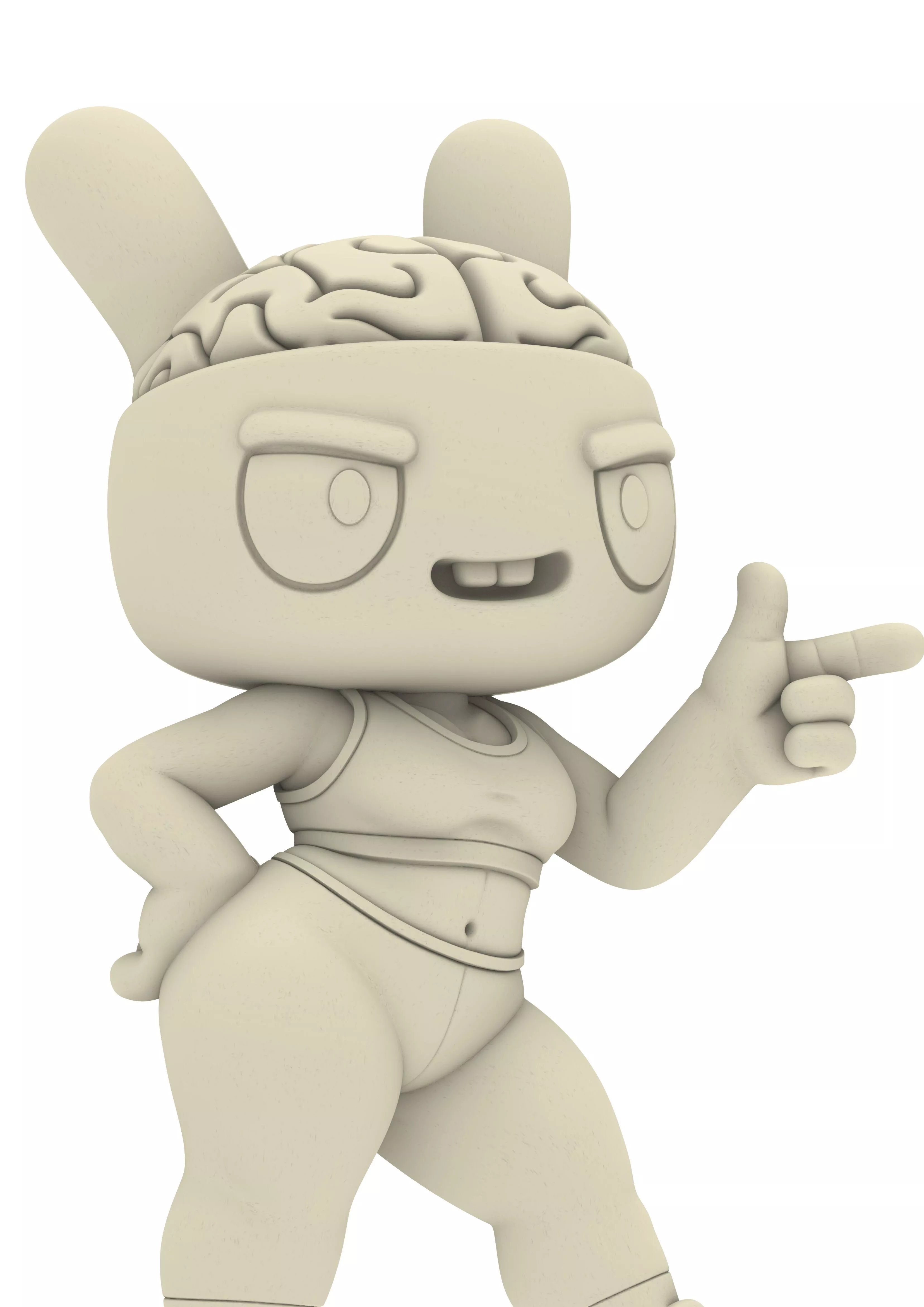 Funny Zombie Bunny Brain Rabbit Chibi Figure 3D print model