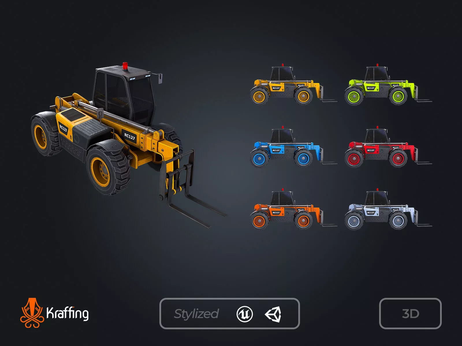 Vehicle Telehandler V1 Industrial Machine Low-poly 3D model