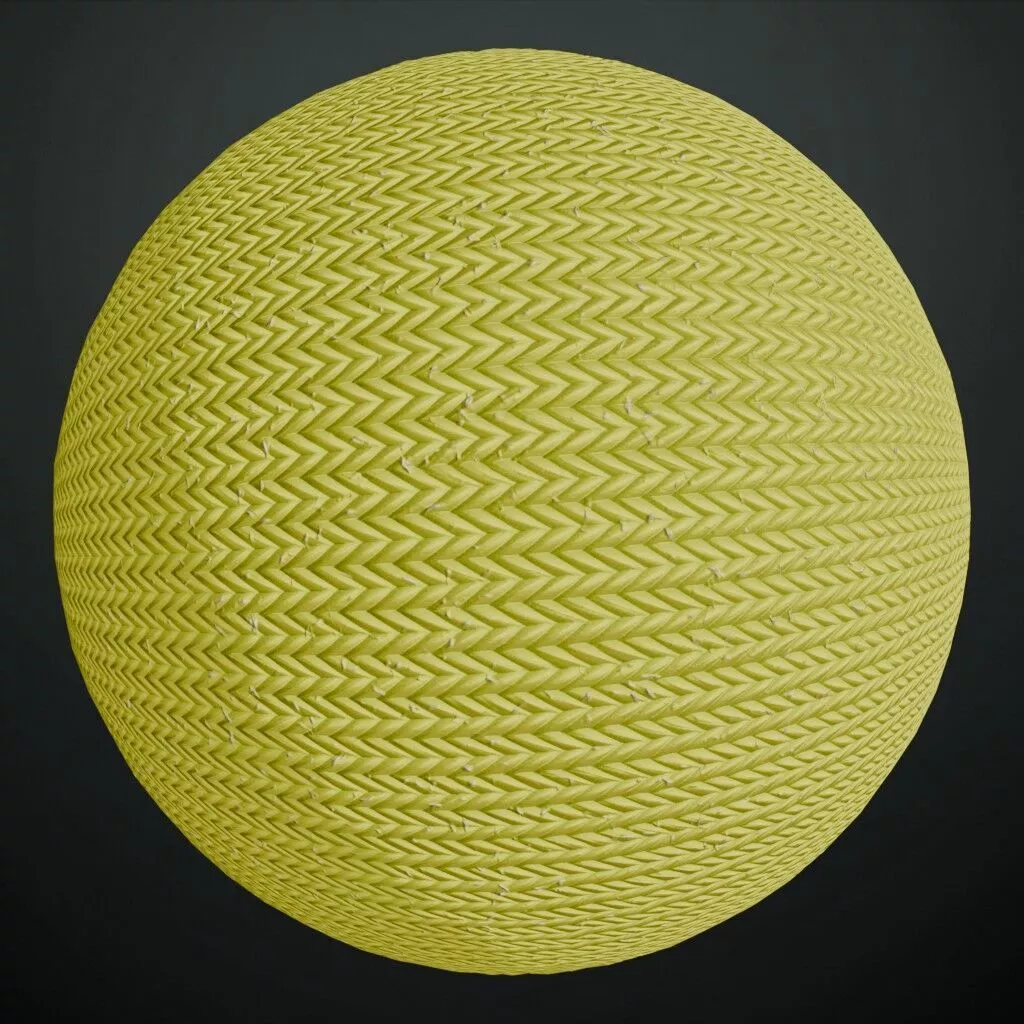 Yellow Fabric Wool Herringbone Knitted PBR Seamless Texture