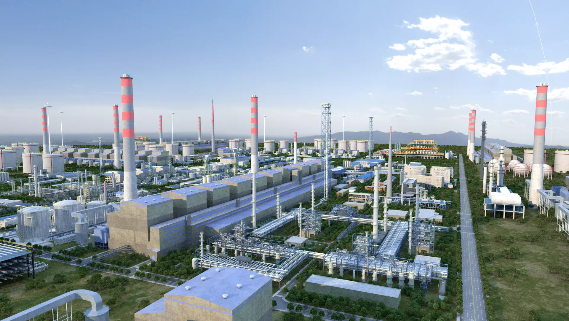 Integrated Industrial Complex Petrochemical Plant Power Plant 3D model