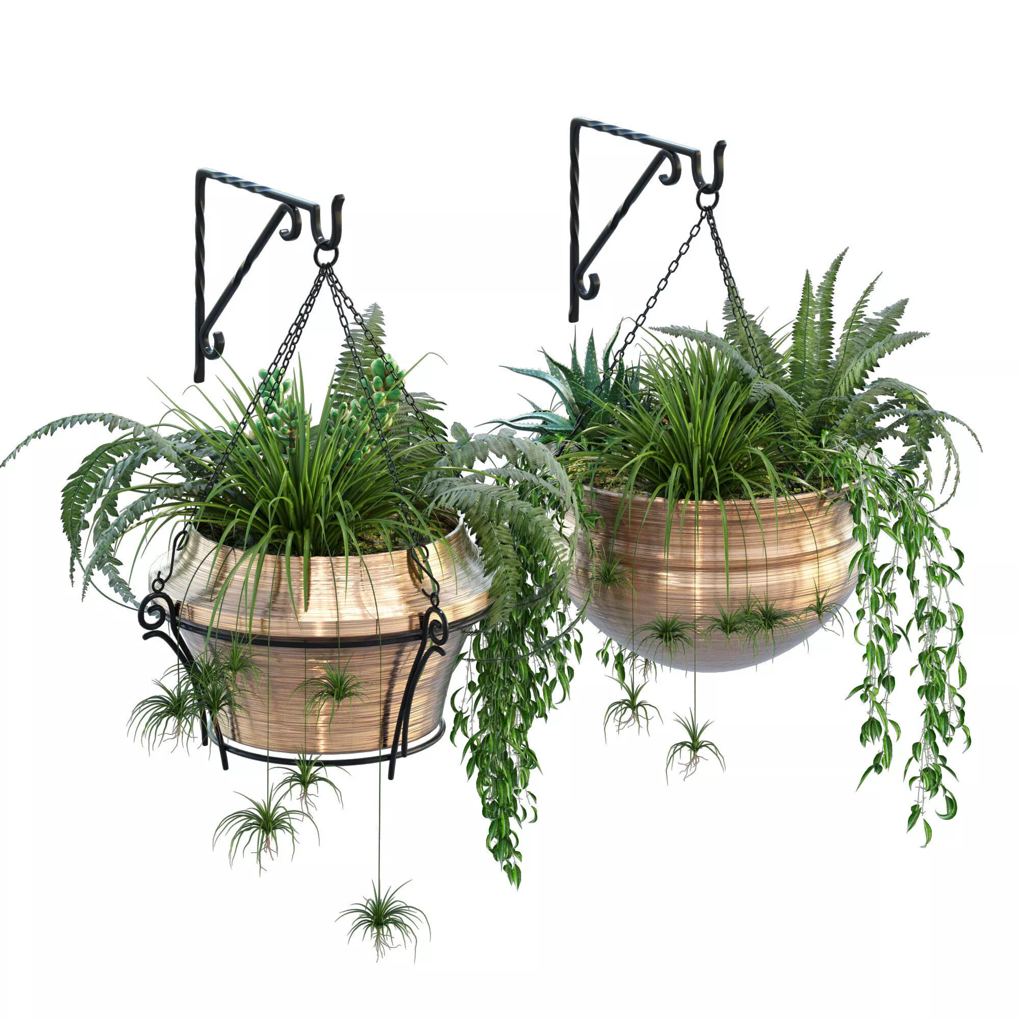 Outdoor hanging baskets three 3D model
