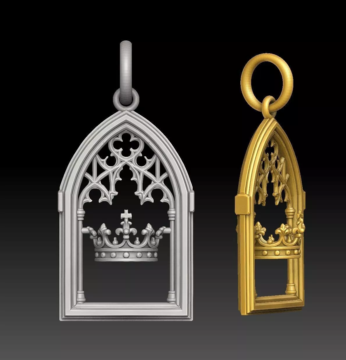 Cathedral Crown - one inch pendant 3D print model