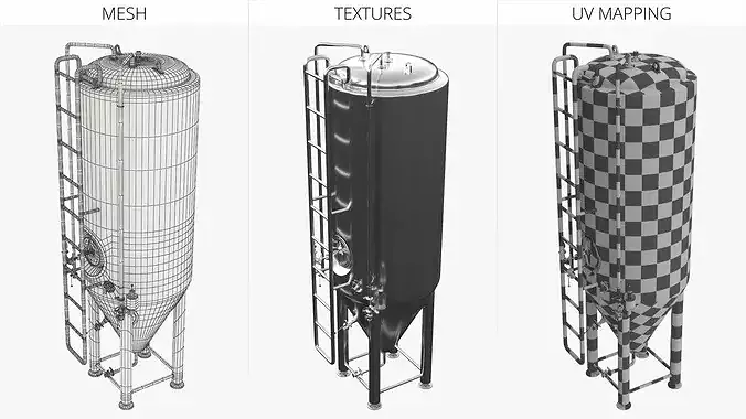 Stainless Steel Beer Fermenter Tank 3D model 7