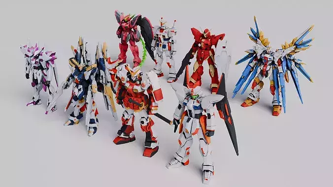 Mecha Robot Model Collection 8-Piece High-Poly Assets