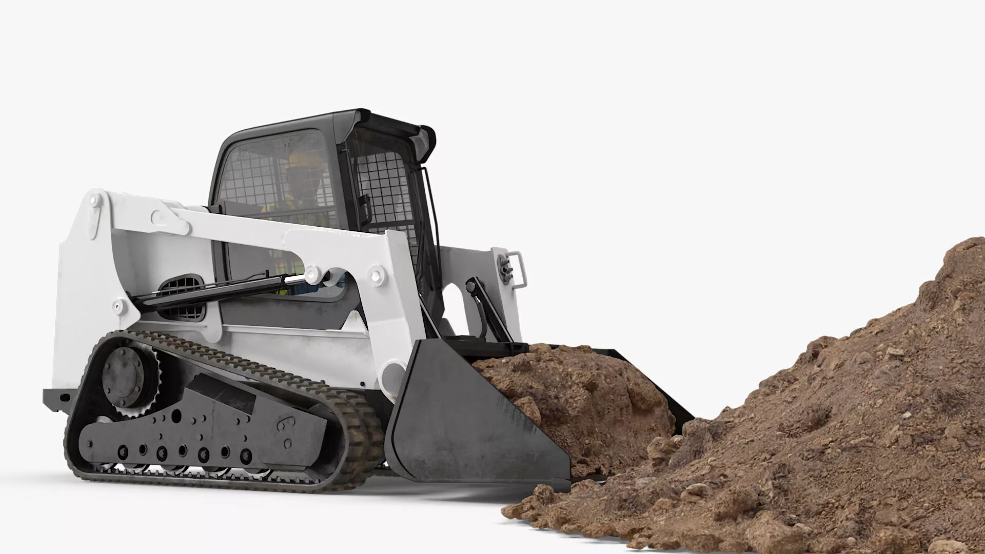 Skid Steer Loader with Operator and Earth Load Rigged for Maya 3D model
