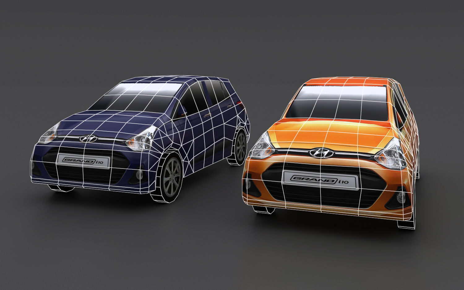 Grand i10 Sportz Low-poly 3D model_1