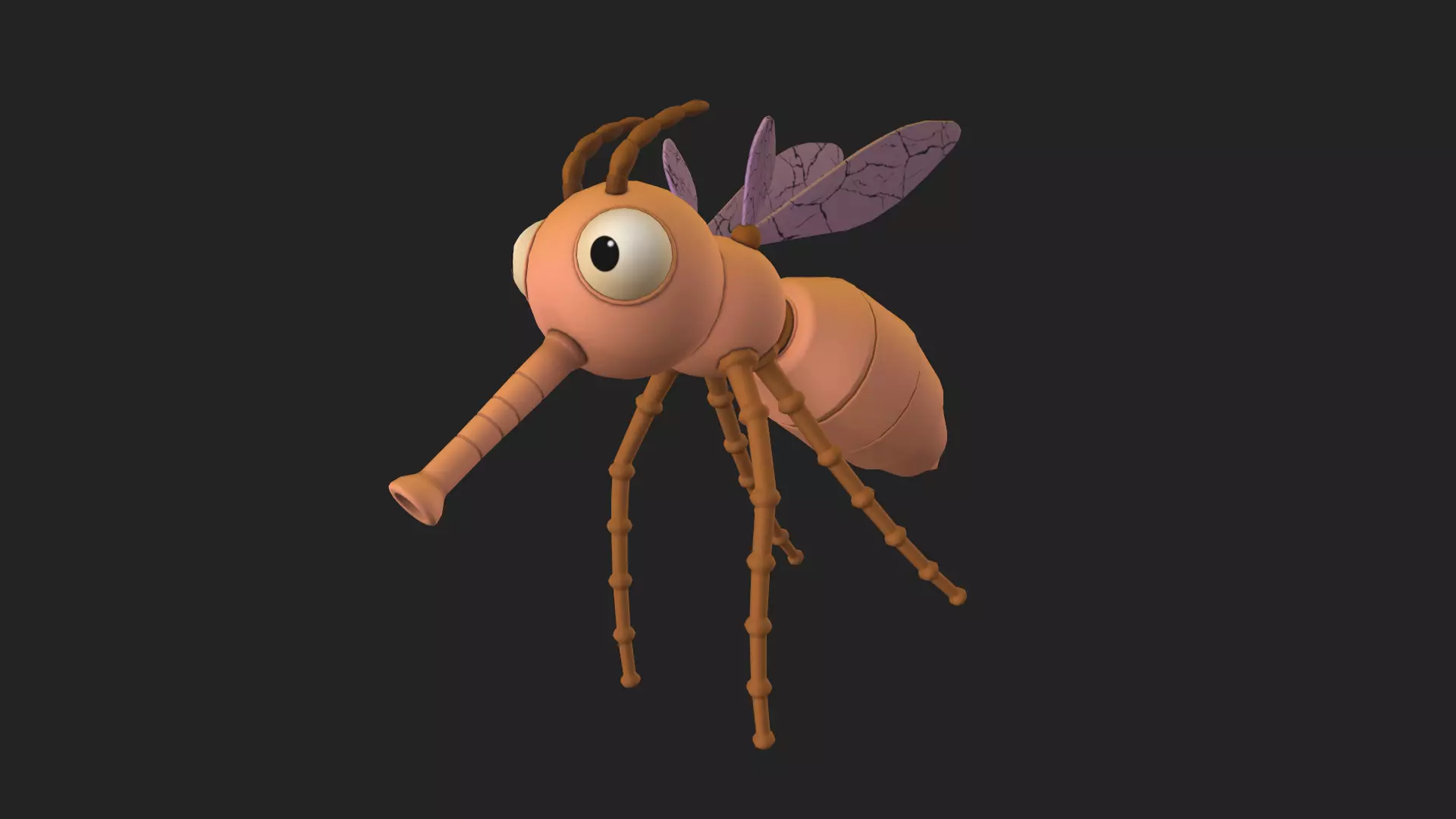 Stylized Cartoon Mosquito 3D Model Low-poly 3D model