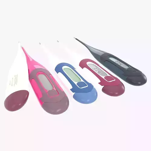 Thermometer four digital thermometers Low-poly 3D model