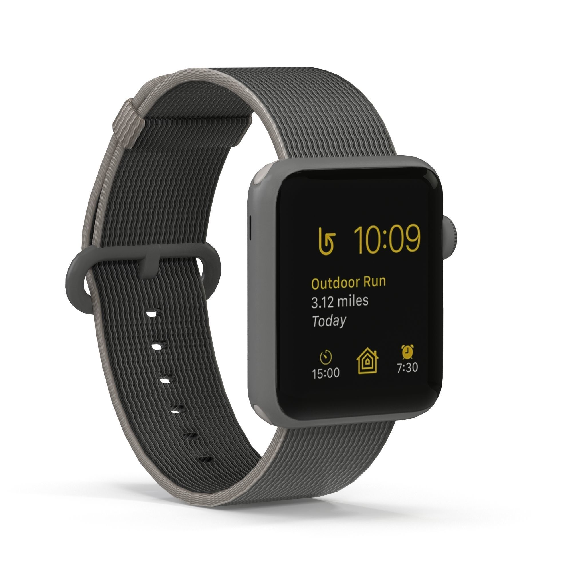 Apple Watch Series 2 Silver Aluminum Case Pearl Woven Nylon Low-poly 3D model_2