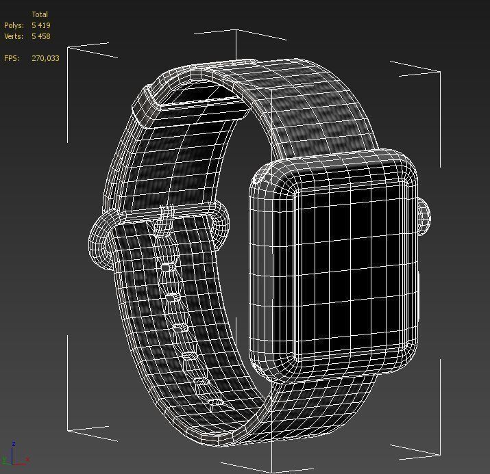 Apple Watch Series 2 Silver Aluminum Case Pearl Woven Nylon Low-poly 3D model_4