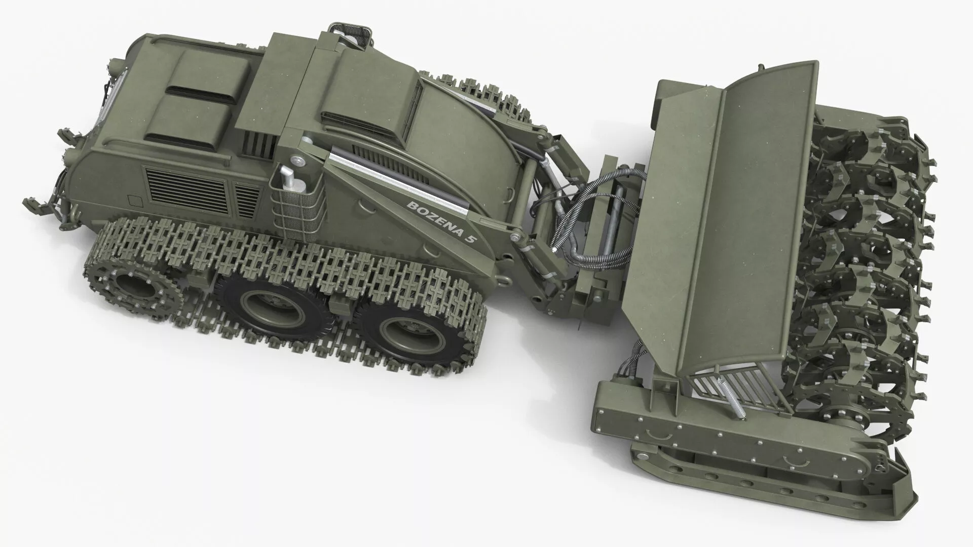 Bozena 5 Unmanned Flail Demining Platform Rigged for Cinema 4D 3D model