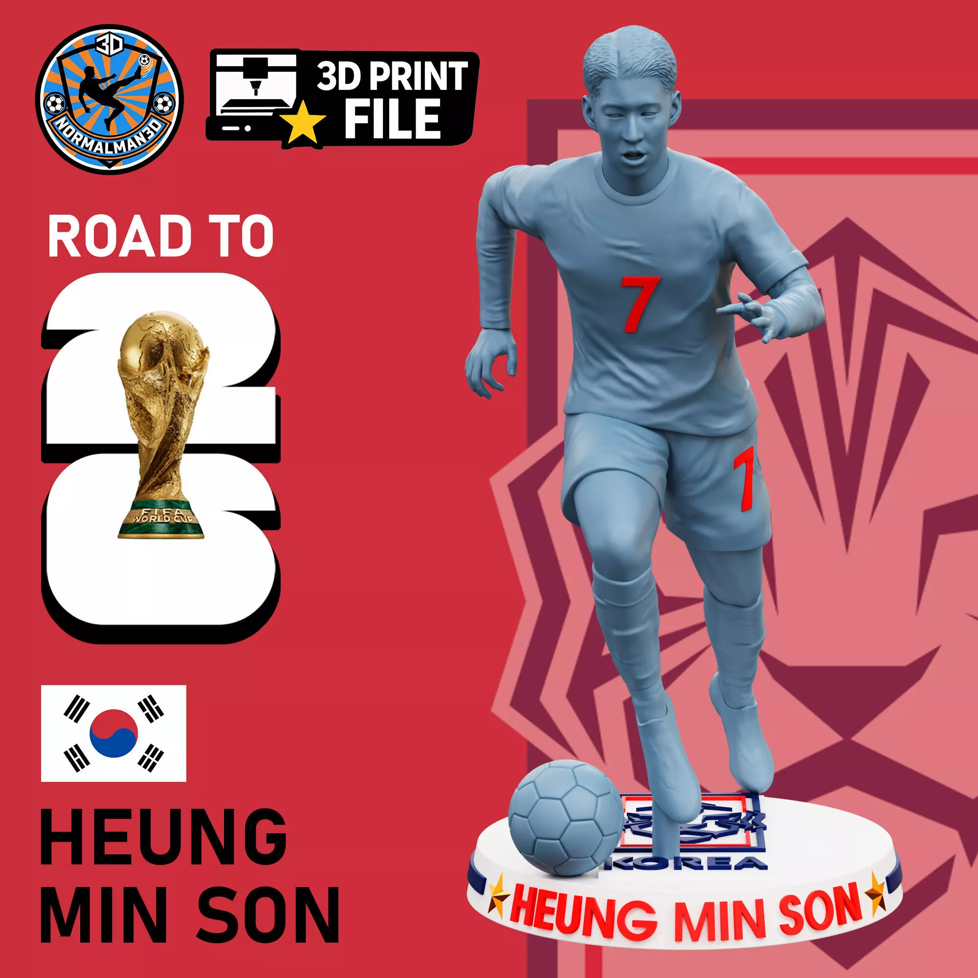 Heung Min Son South Korea 3D Printable Figure Tottenham Legend 3D print model