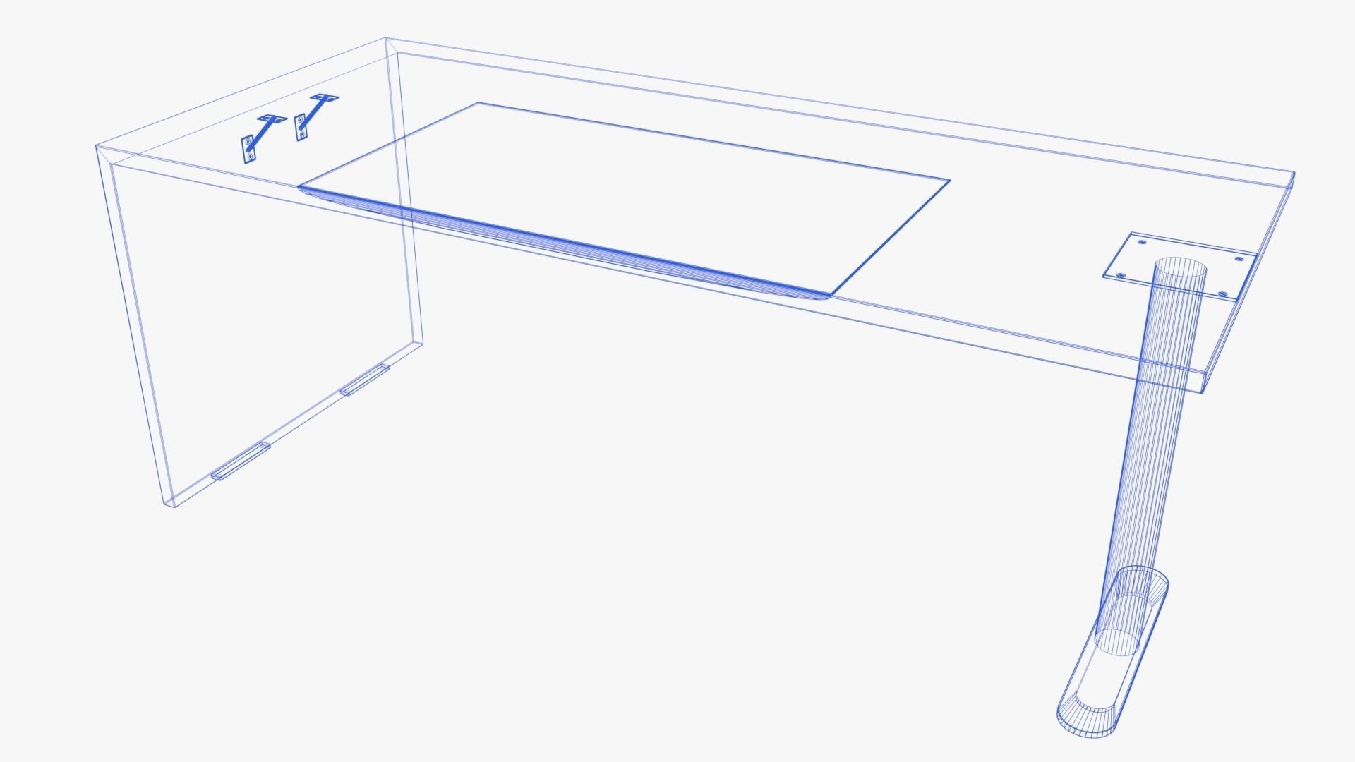 Wooden desk Free low-poly 3D model_3