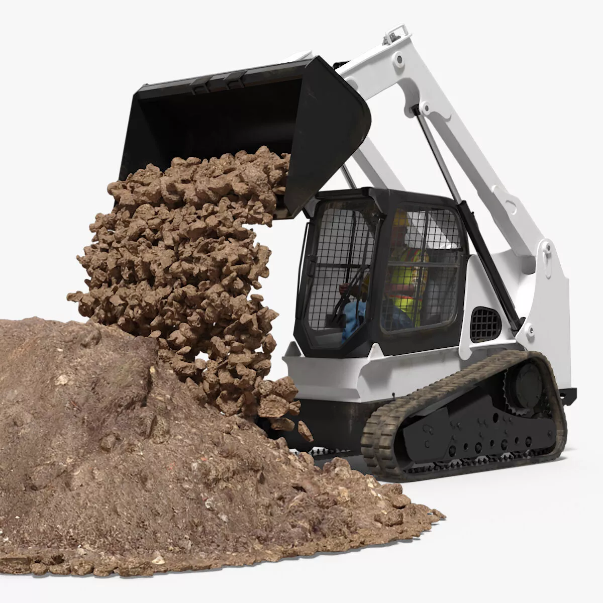 Skid Steer Loader with Operator and Pile Rigged Cinema 4D 3D model