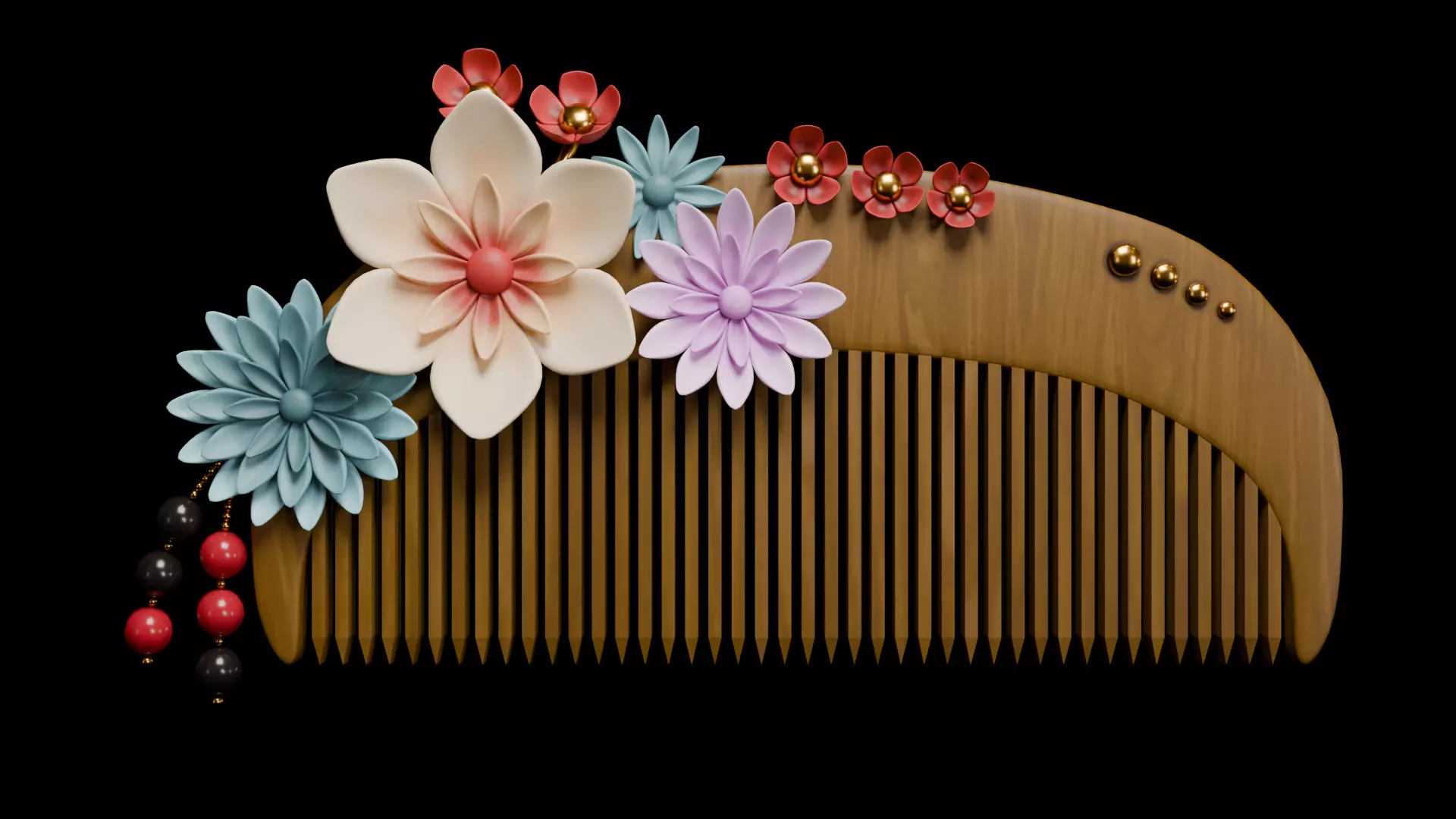 Japanese Wooden Comb 3D model