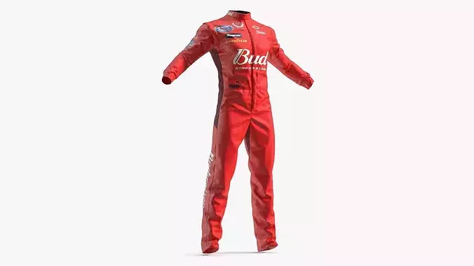 Chevrolet NASCAR Driver Suit with Bud Branding Red 3D model 2