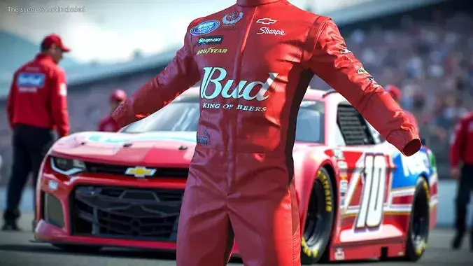 Chevrolet NASCAR Driver Suit with Bud Branding Red 3D model 3
