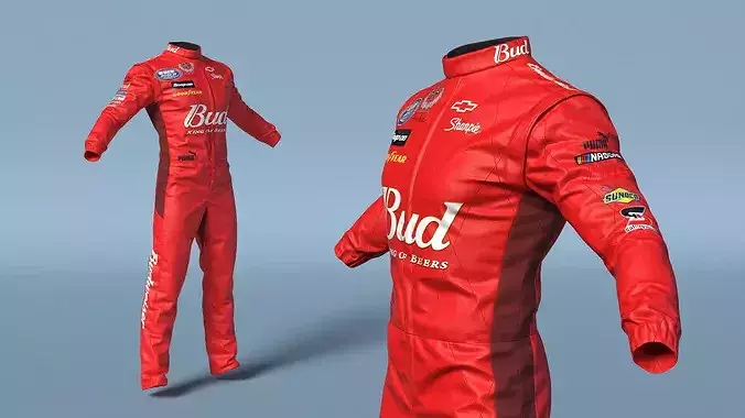 Chevrolet NASCAR Driver Suit with Bud Branding Red 3D model 4