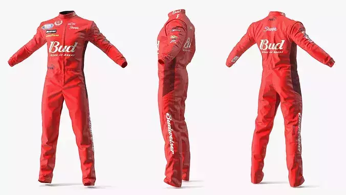 Chevrolet NASCAR Driver Suit with Bud Branding Red 3D model