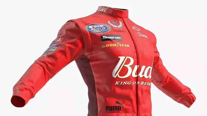 Chevrolet NASCAR Driver Suit with Bud Branding Red 3D model 6